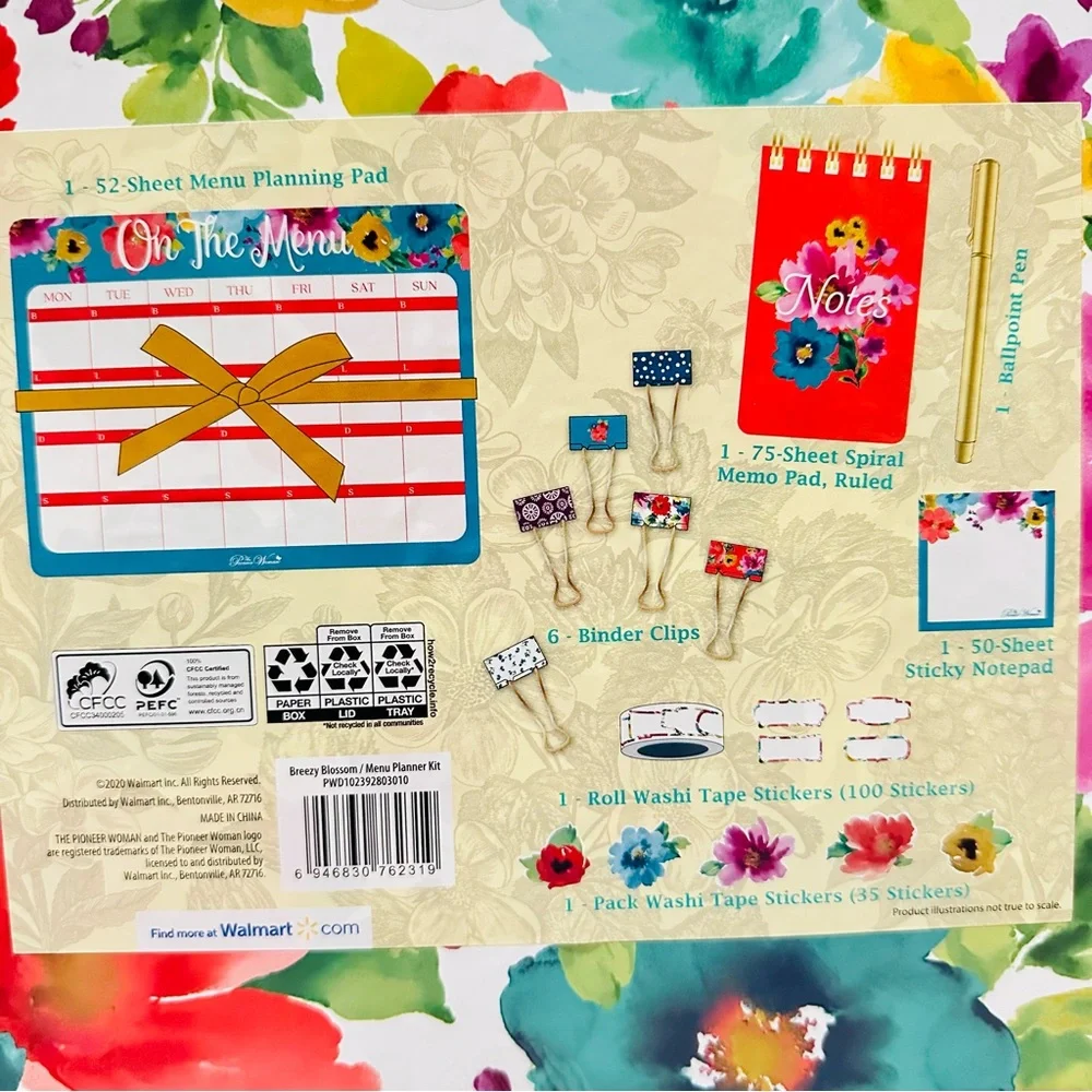 The Pioneer Woman BREEZY BLOSSOM Menu Planner Kit NEW